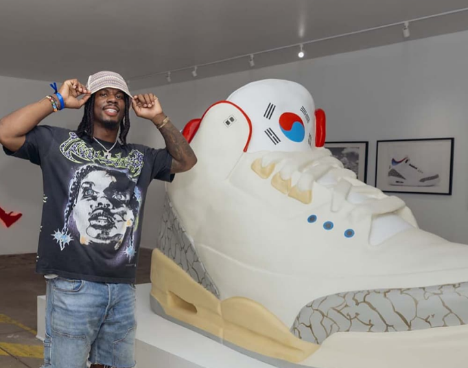 Oversized Jordan sneaker sculpture fabricated by Vukler Studio, view 1